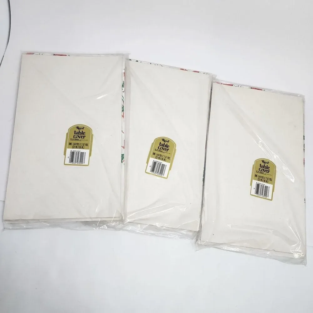 Reed Christmas Table Cover Santa‎ Holiday Decor Paper Material - Lot of 3